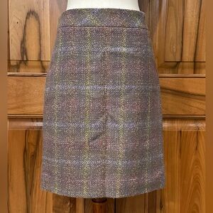 J.Crew Colorful Wool Plaid Tweed/Fully Lined Sheath Skirt - EUC - 12